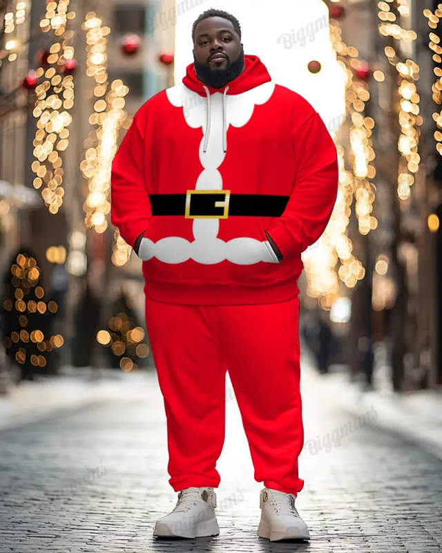Men's Christmas Santa Cosplay Big and Tall Hoodie Sweatpants 2-Piece Set sold by Biggmans