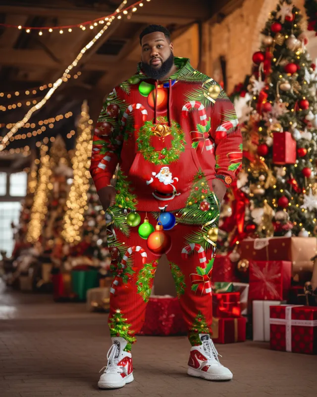 Big Men's Christmas Decor Print Hoodie Sweatpants Set of Two sold by Biggmans