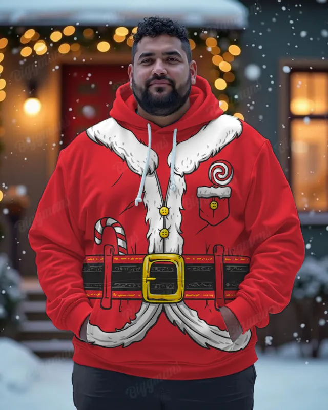Big Guy's Christmas Santa Claus Cosplay Print Hoodie Sweatshirt sold by Biggmans