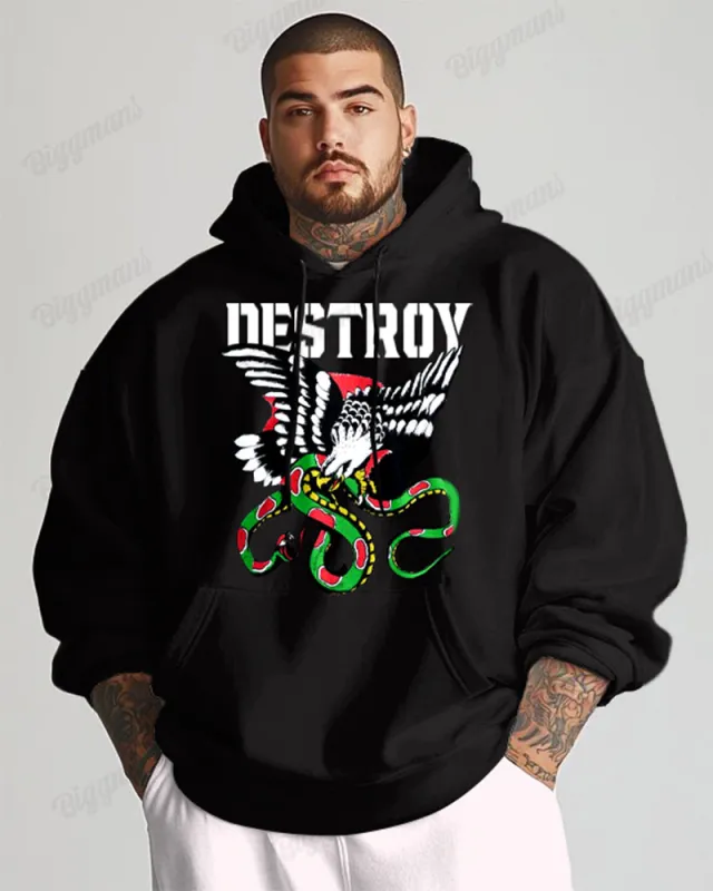 Cotton-Inescapable Prey Pattern Printed Men's Loose Oversized Sweatshirt sold by Biggmans