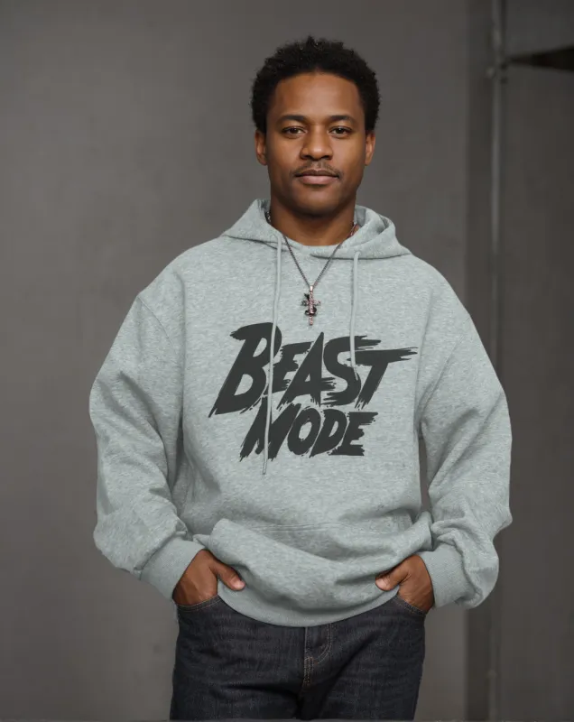 Cotton Material - Beast Mode Letter Printing Men's Loose Oversized Hoodie sold by Biggmans