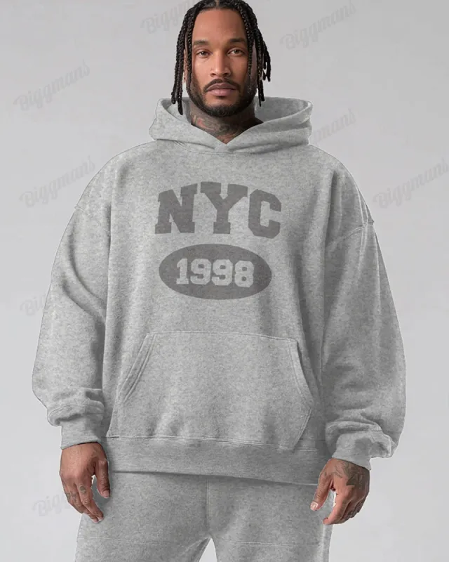 New York 1998 Print Oversized Cotton Hoodie sold by Biggmans