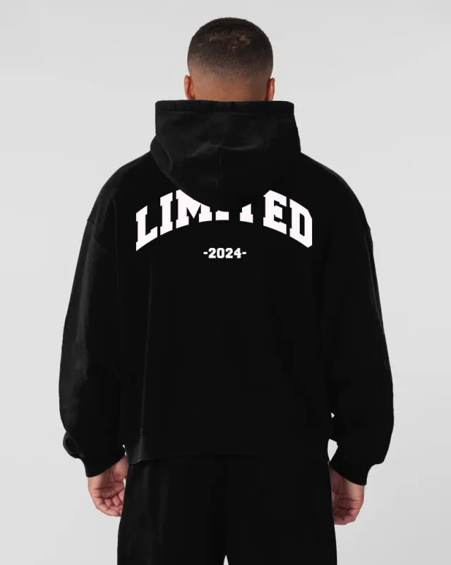 Jacquard Alphabet Print Oversize Cotton Hoodie Front And Back sold by Biggmans