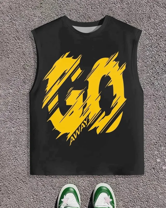 Men's Plus Size Street Fashion Go Away Alphabet Print Round Neck Sleeveless Vest sold by Biggmans