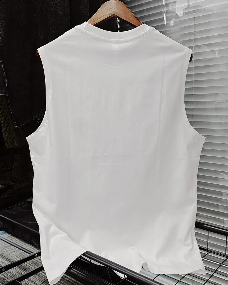 L-2XL Street Fashion White Chain Gothic Hee Letter Printed Round Neck Sleeveless Vest sold by Biggmans product image thumbnail 2