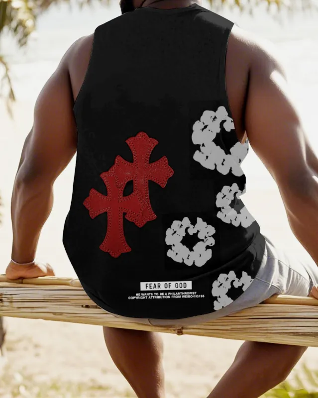 Men's Plus Size Cotton Cross Print Vest sold by Biggmans