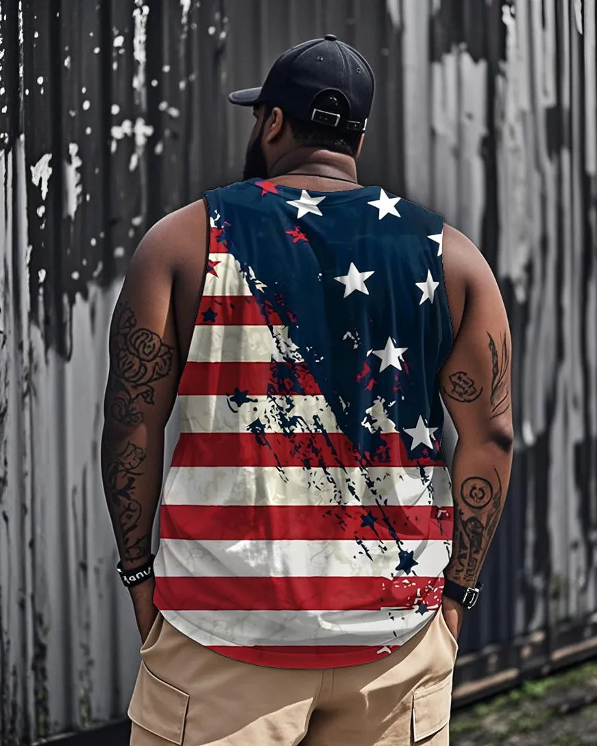 Big & Tall Men's Independence Day Star Flag Printed Round Neck Sleeveless Vest sold by Biggmans product image thumbnail 2