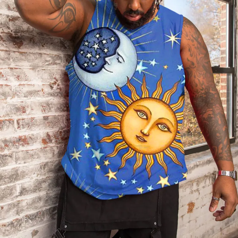 Men's Blue Sun Star Tarot Plus Size Vest sold by Biggmans