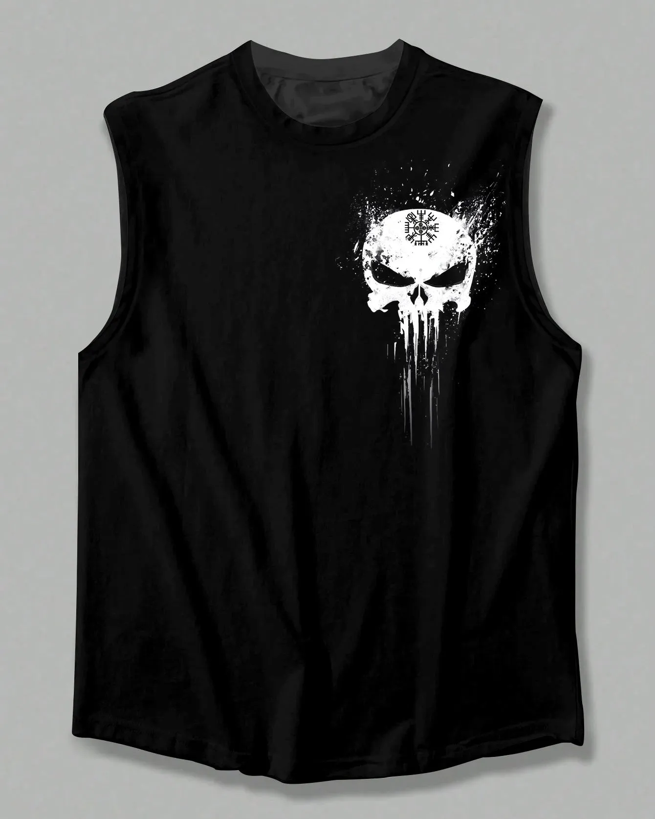 Men's Plus Size Viking Skull Ink Print Vest sold by Biggmans product image thumbnail 2