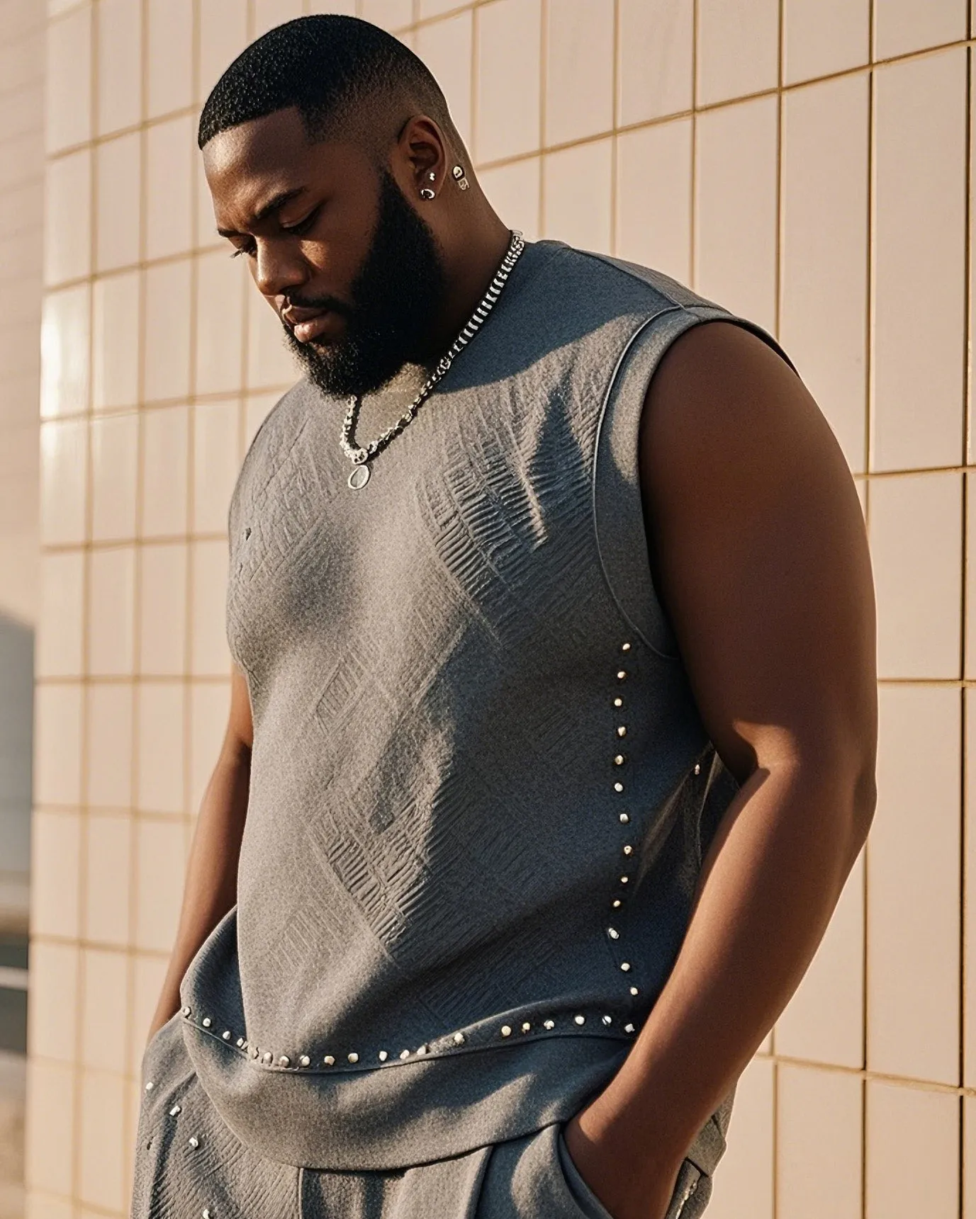 Men's Plus Size Daily Leisure Creative Point. Small Design Vest sold by Biggmans