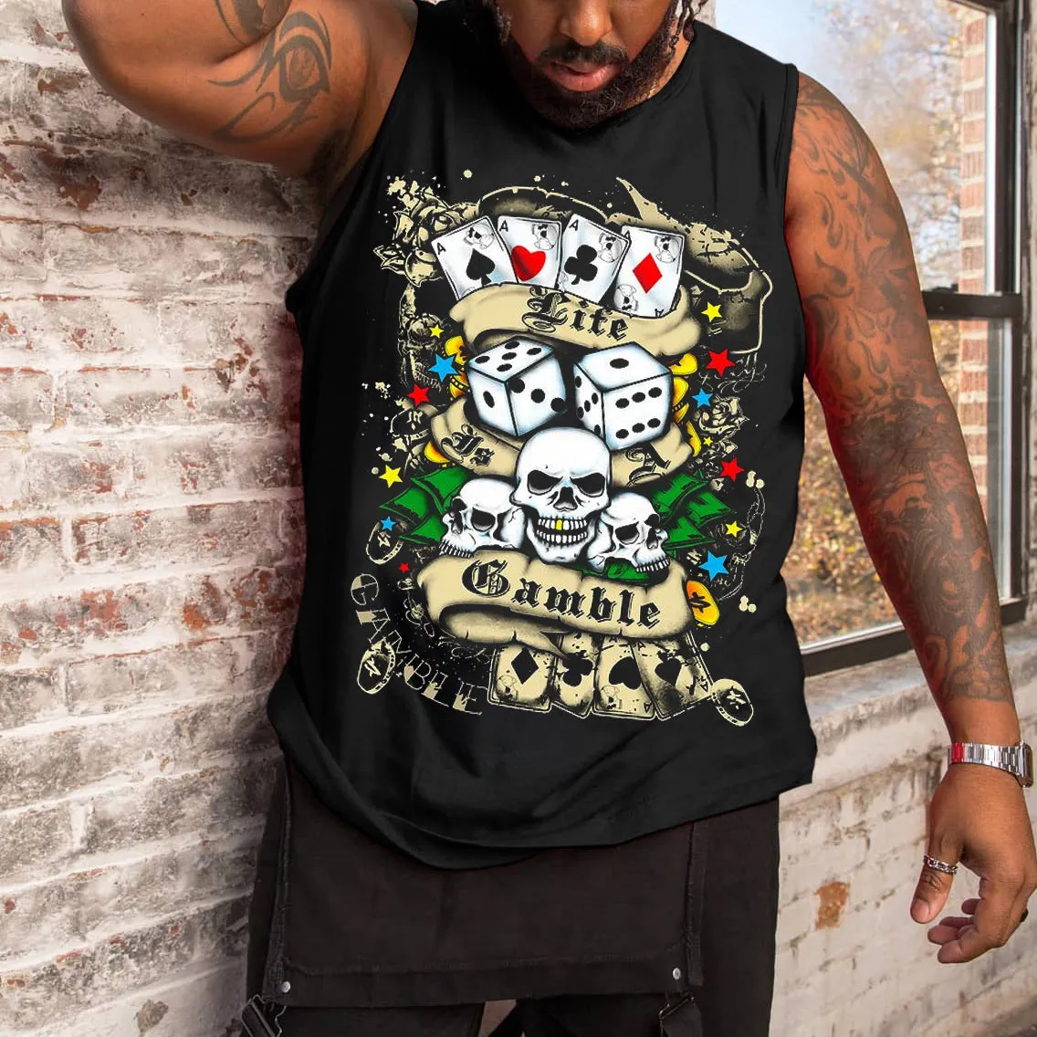 Men's Skull Print Tank Top sold by Biggmans product image thumbnail 2