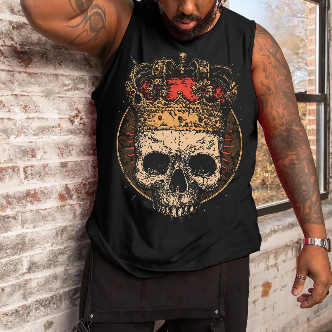 Men's Skull Print Tank Top sold by Biggmans product image thumbnail 2