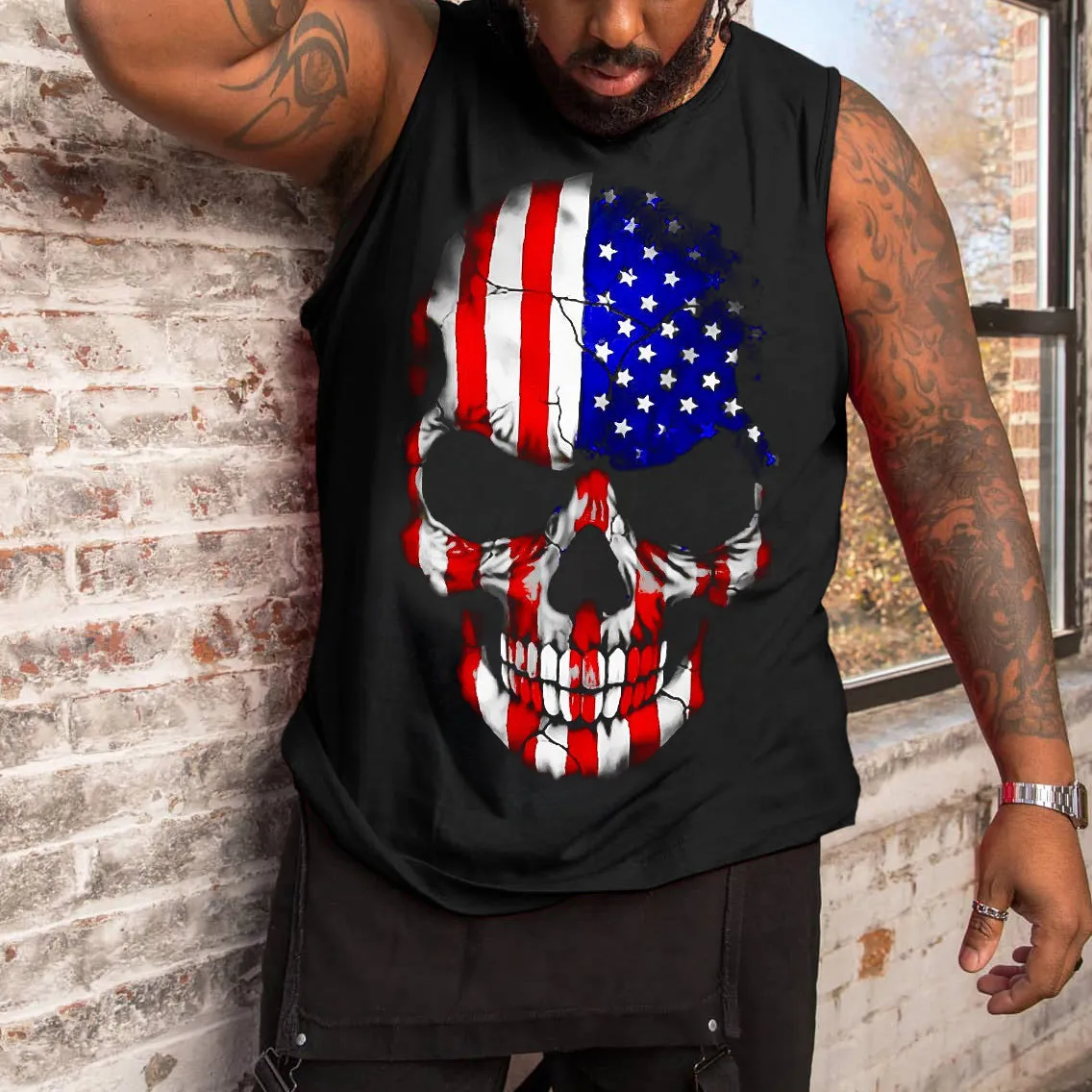 Plus Size Men's Print Tank Top sold by Biggmans product image thumbnail 2