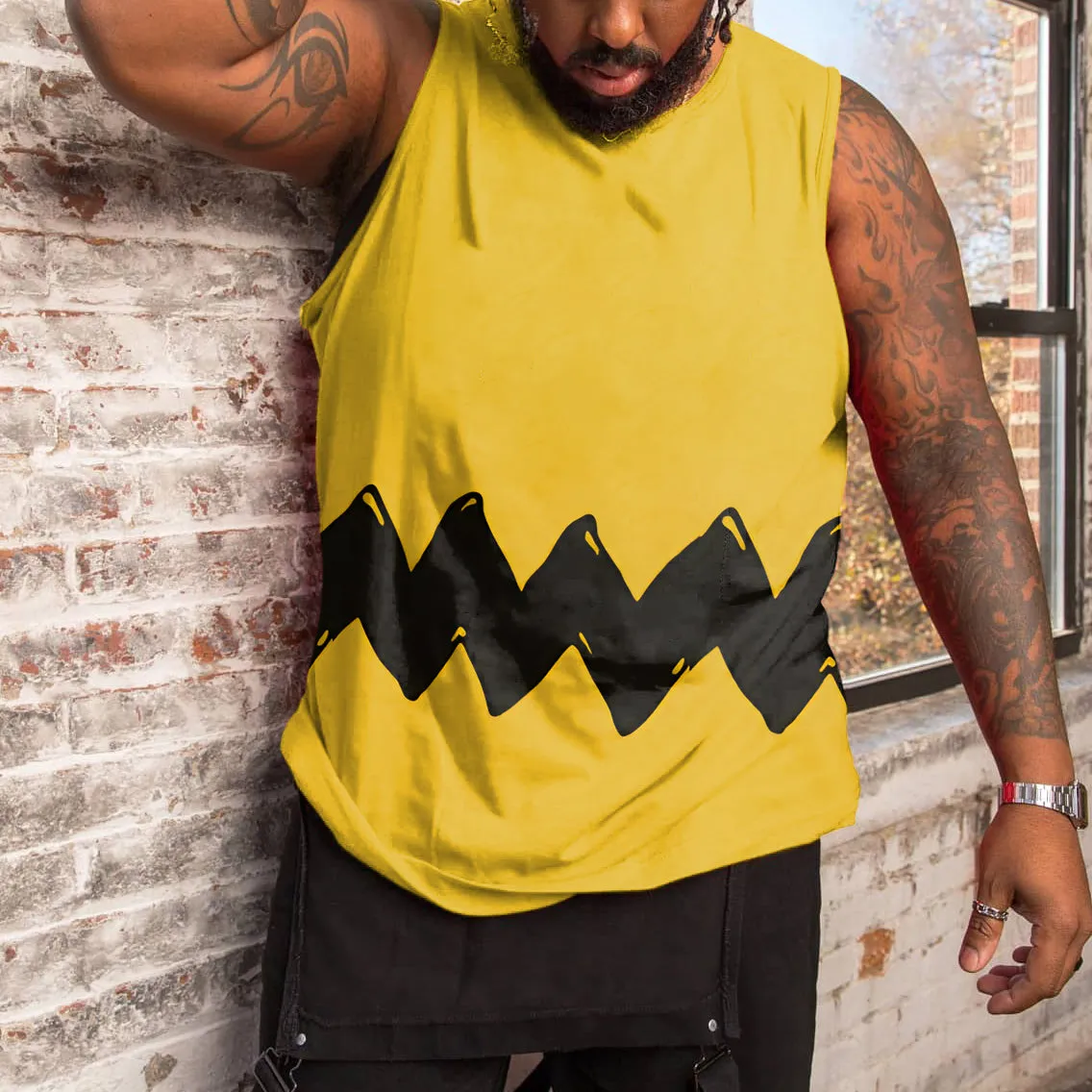 Yellow Men's Plus Size Sport Graffiti Vest sold by Biggmans product image thumbnail 2