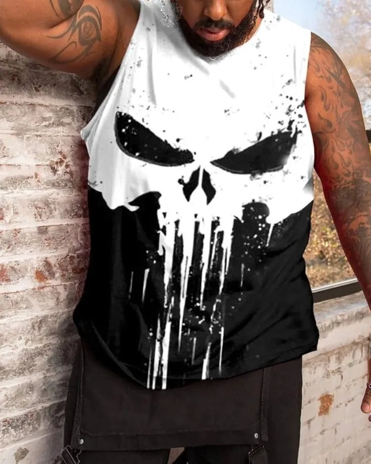 Men's Skull Color Block Plus Size Vest sold by Biggmans