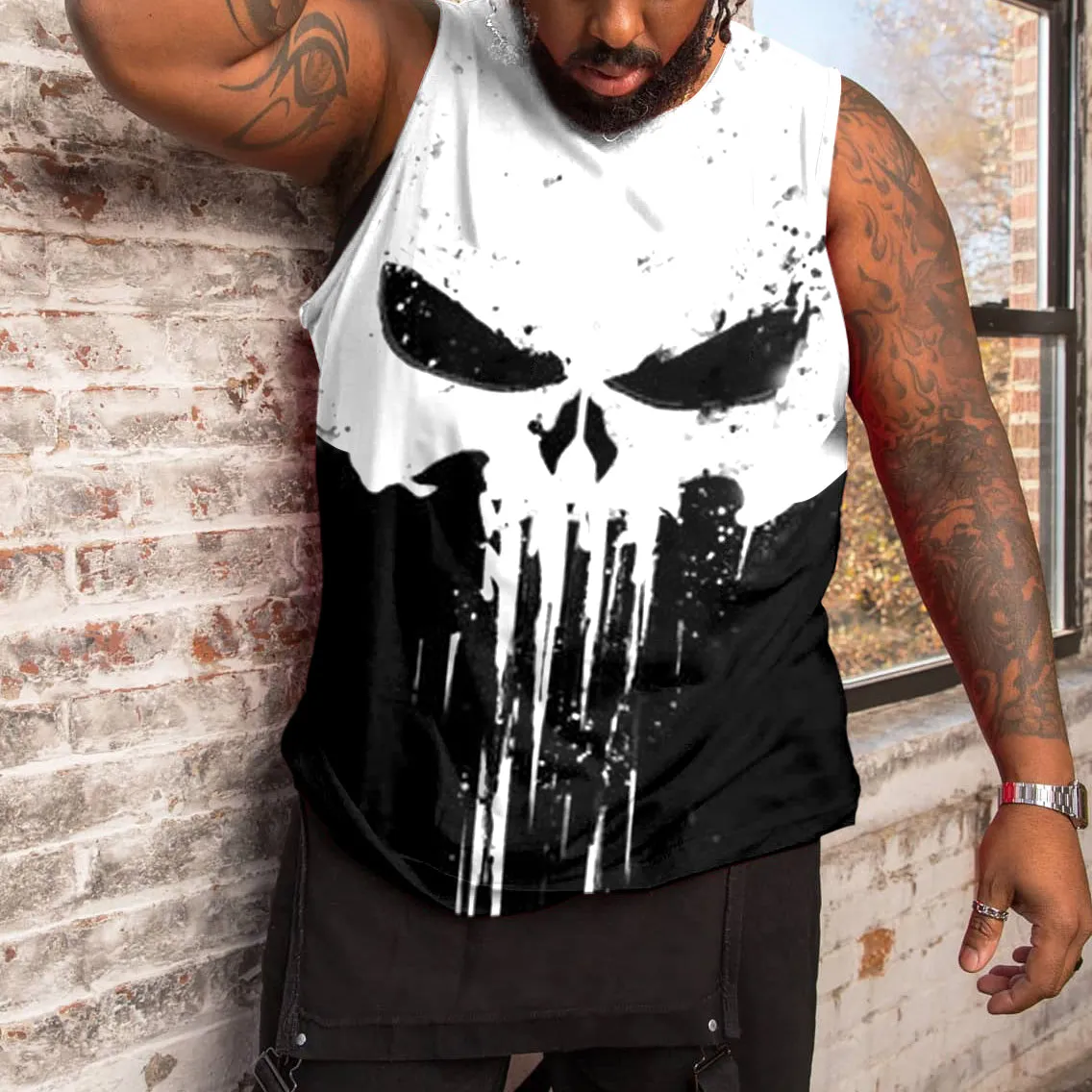 Men's Skull Color Block Plus Size Vest sold by Biggmans product image thumbnail 2
