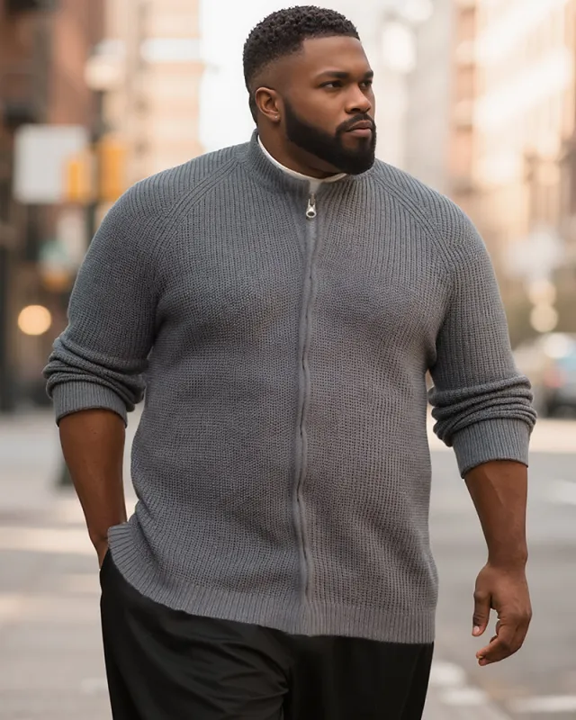 M-2XL Autumn And Winter Solid Color Zipper Turtleneck Knitted Jacket Sweater Cardigan sold by Biggmans