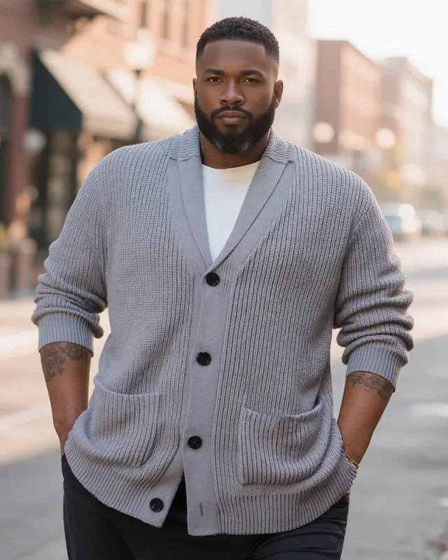 M-2XL Knitted Cardigan Lapel Long Sleeve Sweater Coat sold by Biggmans