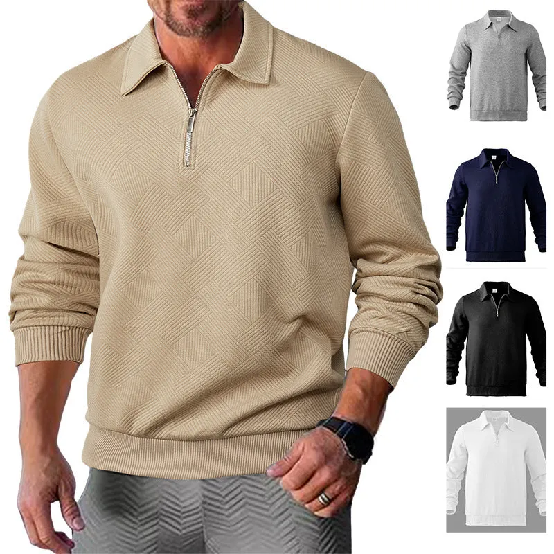 S-3XL Simple Solid Color Half-Zipper Lar Long Sleeve Sweatshirt sold by Biggmans product image thumbnail 2