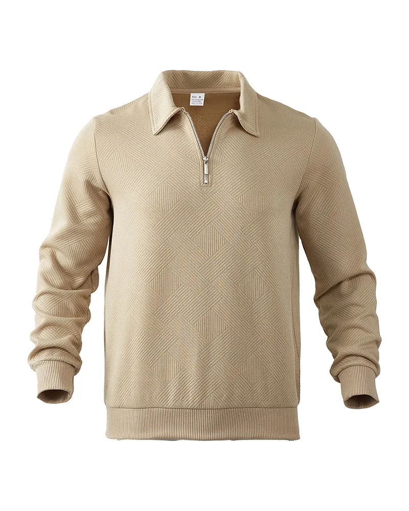 S-3XL Simple Solid Color Half-Zipper Lar Long Sleeve Sweatshirt sold by Biggmans