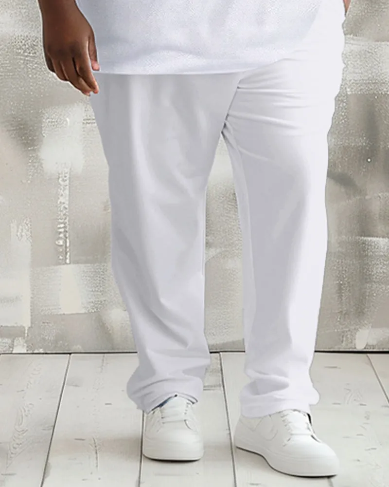 Men's Plus Size Casual Colorblock Alphabet Print Polo Shirt Trousers Suit sold by Biggmans product image thumbnail 3