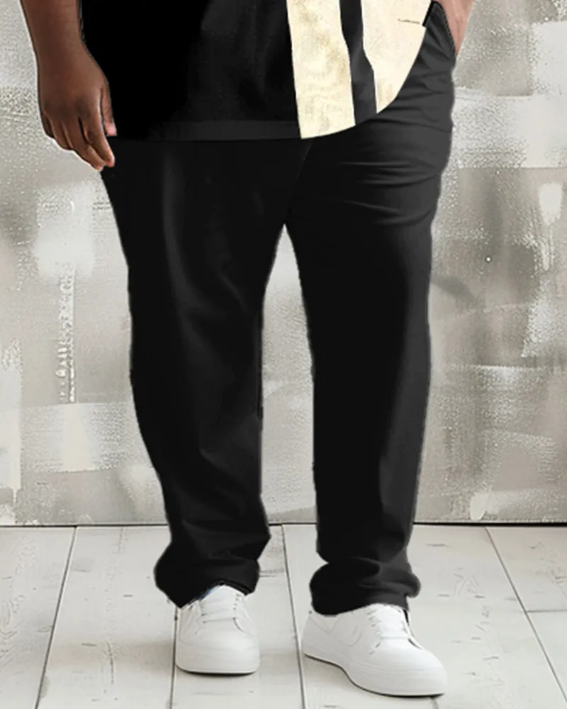 Men's Plus Size Casual Colorblock Handwritten Alphabet Print Polo Shirt Trousers Suit sold by Biggmans product image thumbnail 3