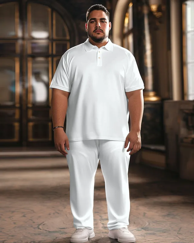 Men's Big & Tall Pure White Polo Shirt Trousers Set sold by Biggmans