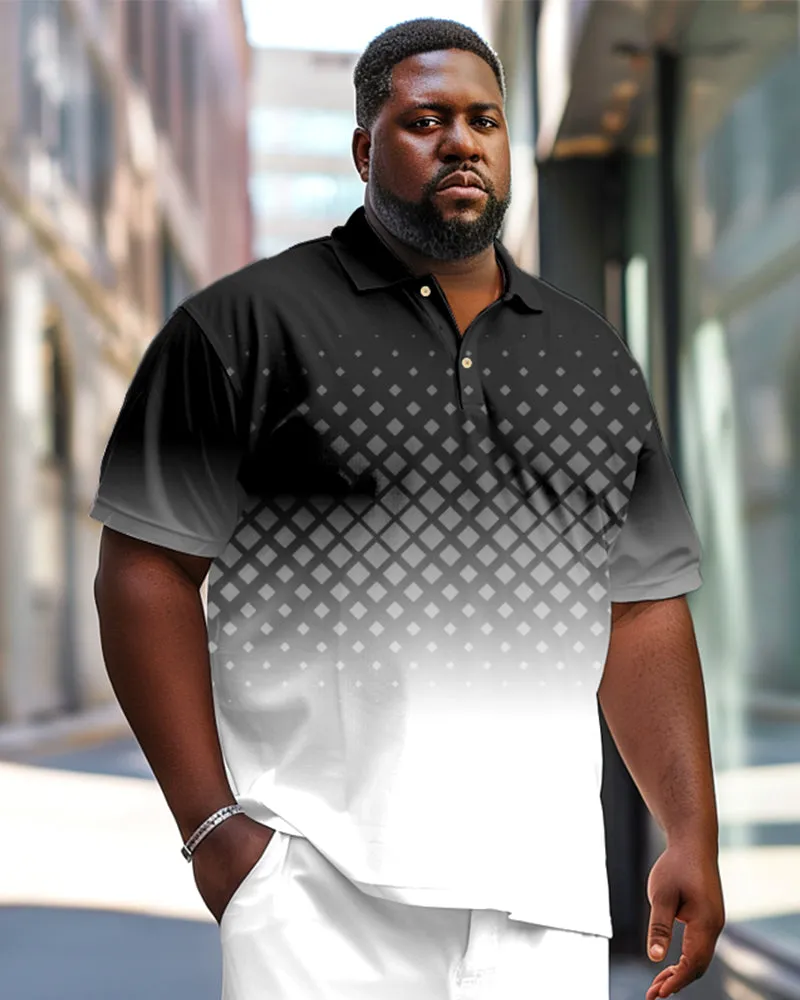 Men's Plus Size Gradient Plaid Polo Shirt Trousers Suit sold by Biggmans product image thumbnail 2
