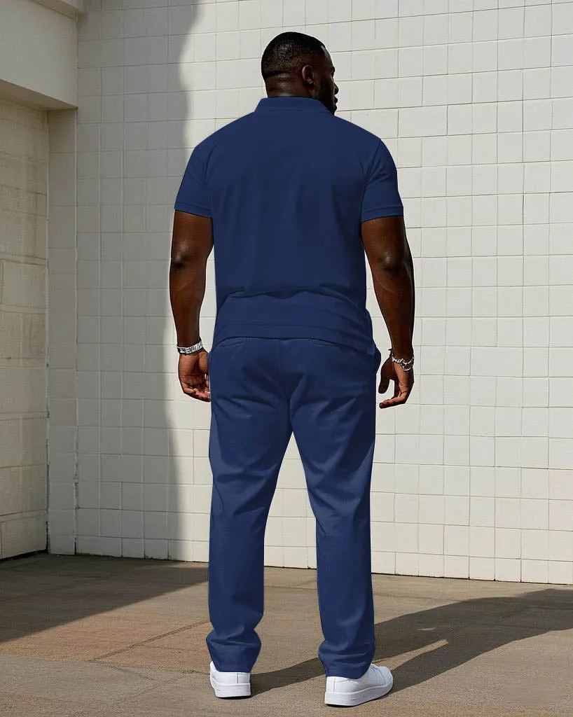 Simple Daily Casual Shoulder Eagle Silhouette Print Short-sleeved POLO Trousers Set Big & Tall Men's sold by Biggmans product image thumbnail 4