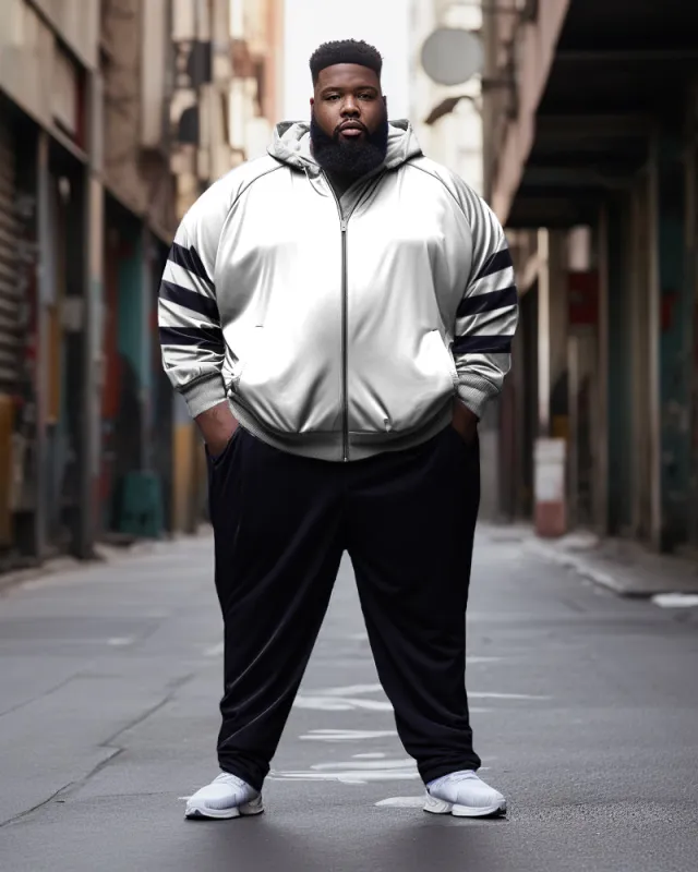 Men's Plus Size Jogger White Sportswear Two Piece Set sold by Biggmans