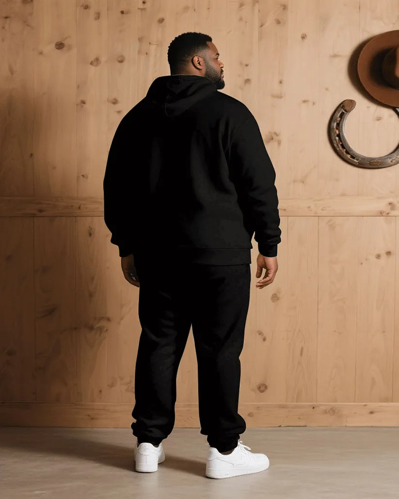 Big & Tall Men Fall/Winter All-Match Casual Black & Khaki Chest King Printed Hoodie Suit sold by Biggmans product image thumbnail 4