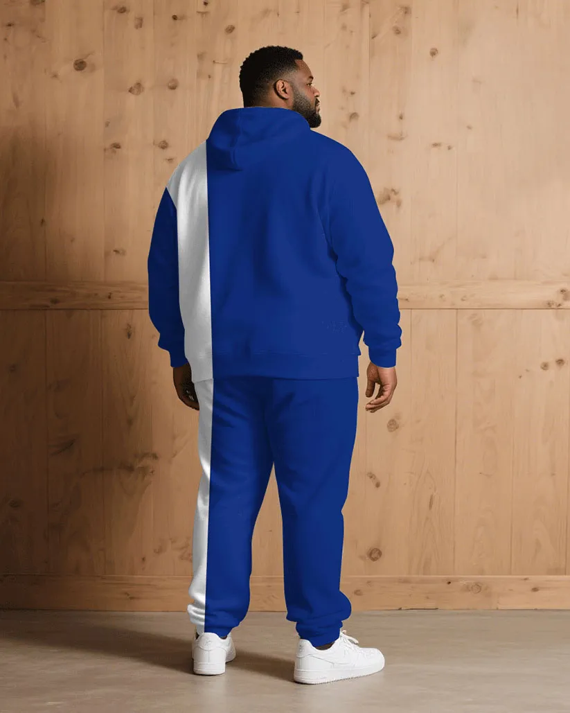 Big & Tall Men Fall/Winter Joker Casual Blue & White "Respect" Slogan Handwritten Printed Hoodie Suit sold by Biggmans product image thumbnail 4