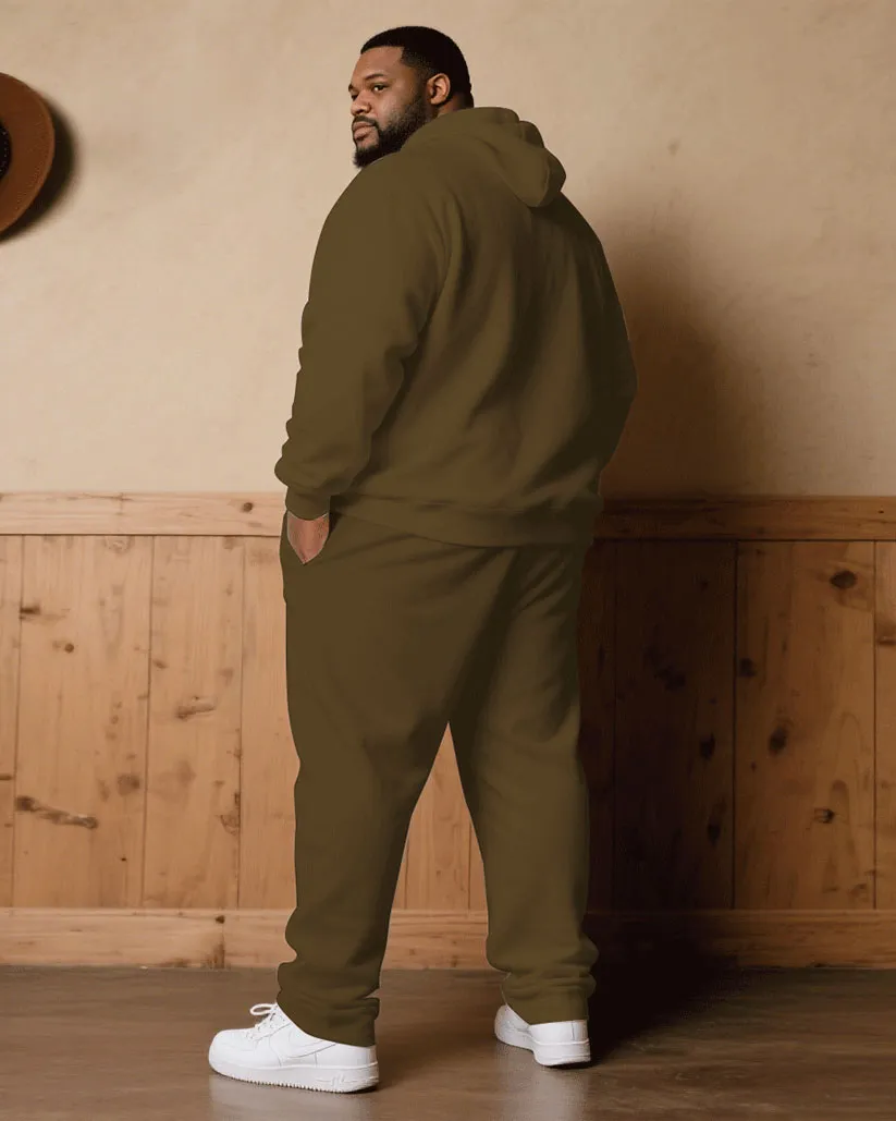 Big & Tall Men Fall/Winter Joker Casual Khaki & White Thick Chest King Printed Hoodie Suit sold by Biggmans product image thumbnail 4