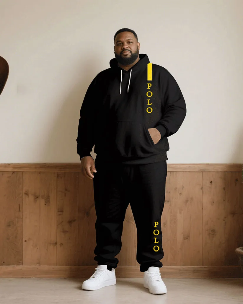 Big & Tall Men Fall/Winter Joker Black Shoulder Letter Personality Printed Hoodie Suit sold by Biggmans