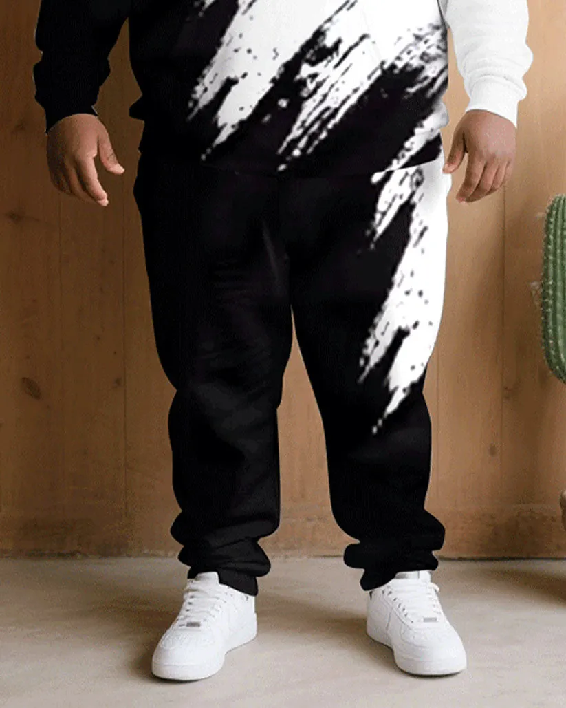 Big & Tall Men Fall/Winter Joker Street Black & White Splash Ink Chest Small Label Design Hoodie Suit sold by Biggmans product image thumbnail 4