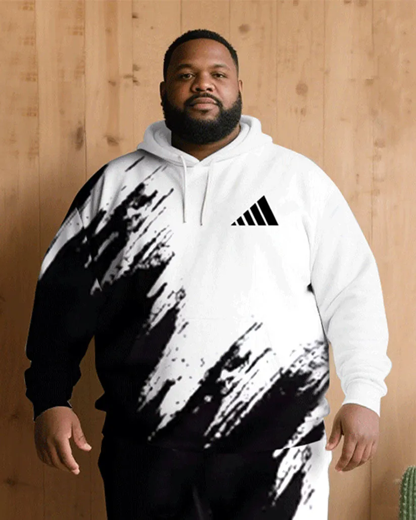 Big & Tall Men Fall/Winter Joker Street Black & White Splash Ink Chest Small Label Design Hoodie Suit sold by Biggmans product image thumbnail 3