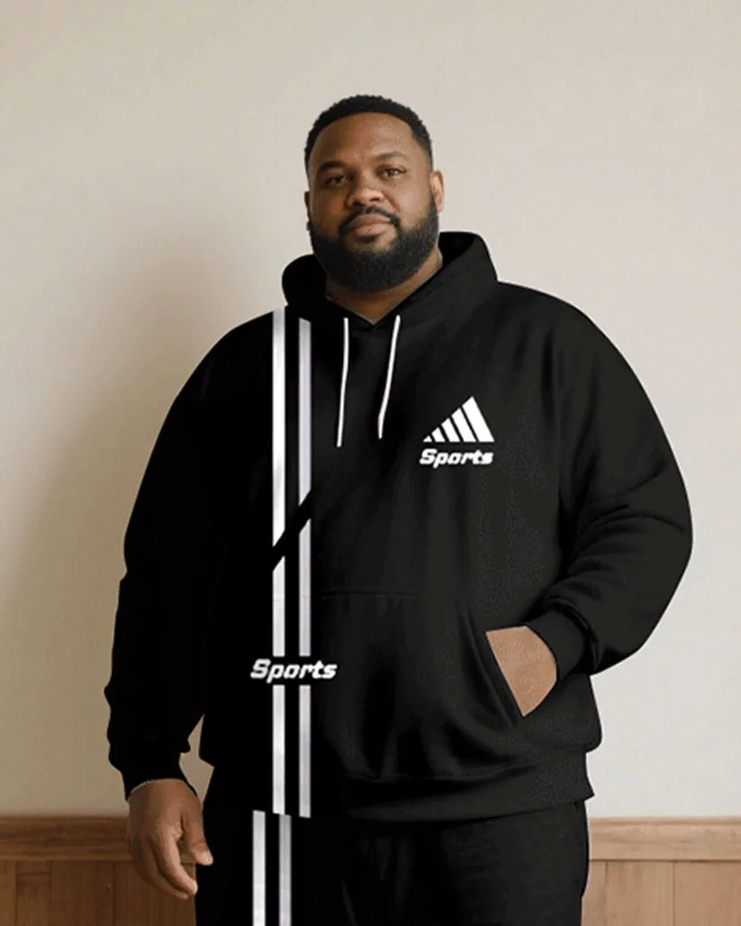 Big & Tall Men Fall/Winter Joker Black Sports Letter Printed Hoodie Suit sold by Biggmans product image thumbnail 2