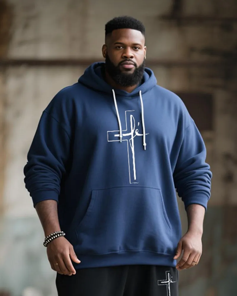 Big & Tall Men's Street Fashion Faith Cross Print Hoodie Suit sold by Biggmans product image thumbnail 2