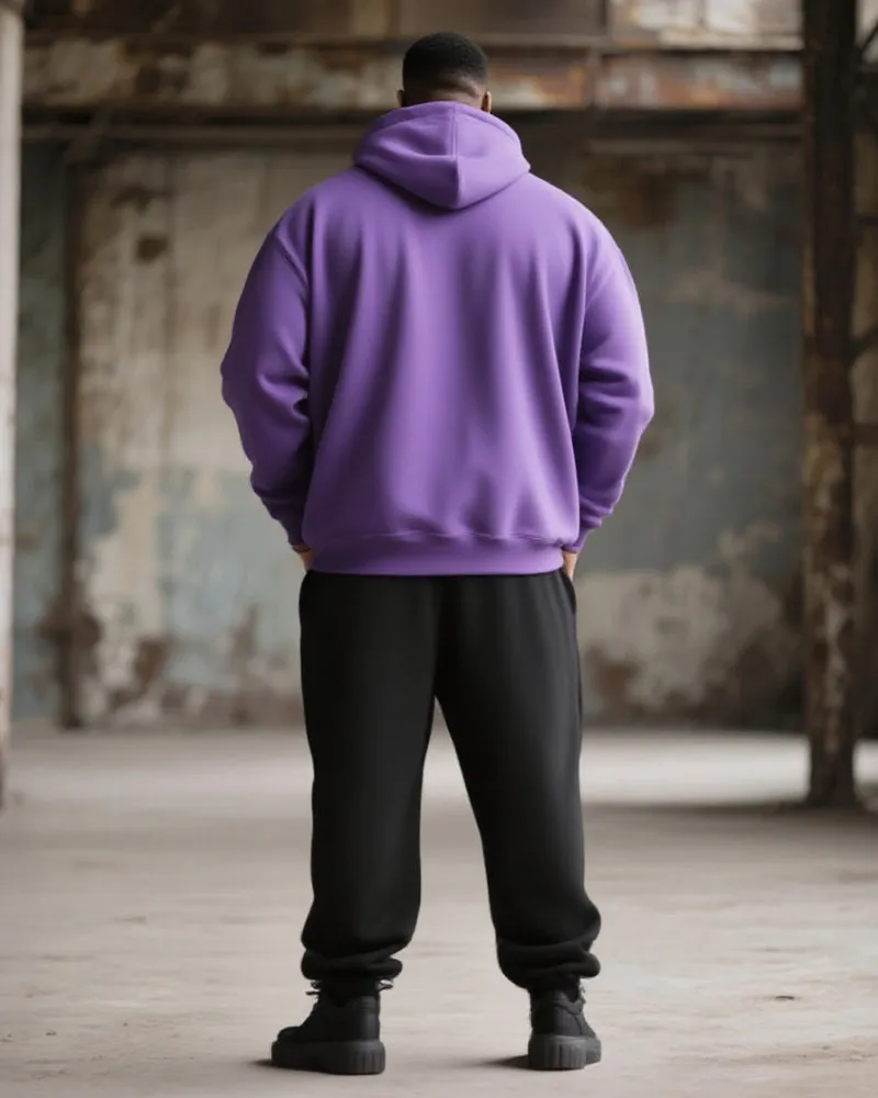 Big & Tall Men's Street Fashion Purple Expression Print Hoodie Suit sold by Biggmans product image thumbnail 4
