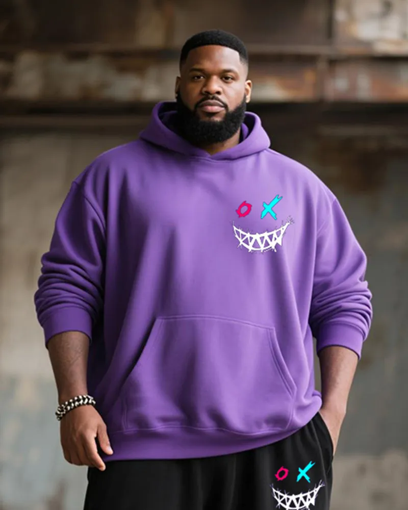 Big & Tall Men's Street Fashion Purple Expression Print Hoodie Suit sold by Biggmans product image thumbnail 2