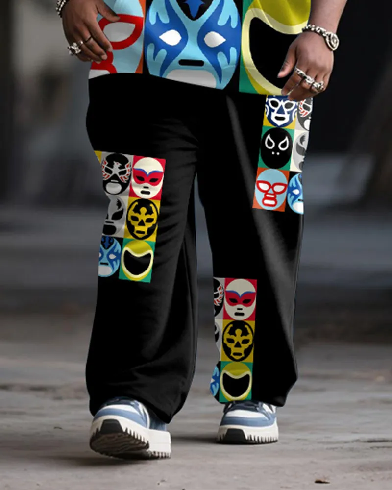 Big & Tall Men's Street Fashion Wrestler Mask Print Hoodie Suit sold by Biggmans product image thumbnail 3