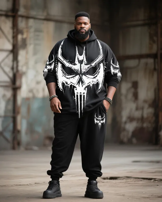 Big & Tall Men's Street Fashion Skull Print Hoodie Suit sold by Biggmans