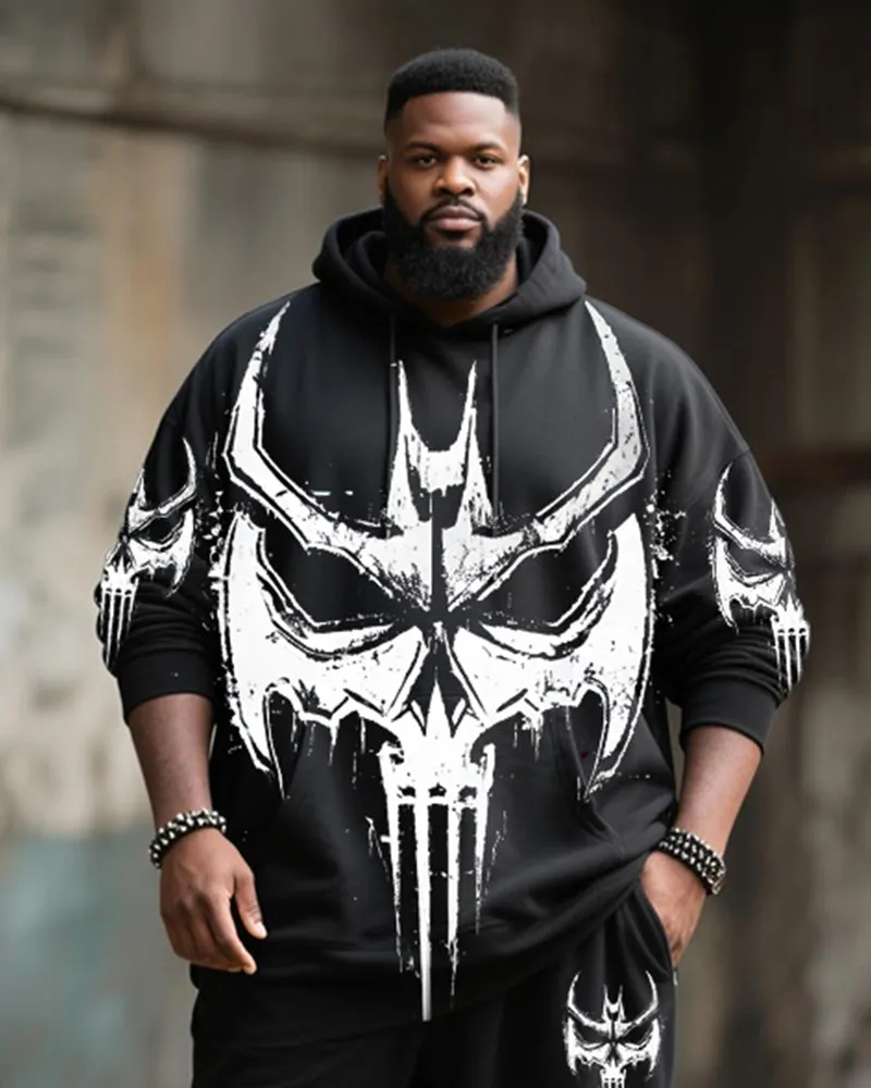 Big & Tall Men's Street Fashion Skull Print Hoodie Suit sold by Biggmans product image thumbnail 2