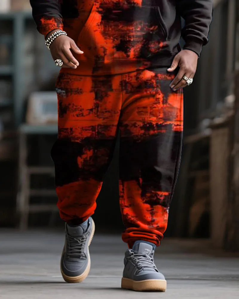 Big & Tall Men's Street Fashion Black Red Graffiti Respect Alphabet Print Hoodie Suit sold by Biggmans product image thumbnail 3