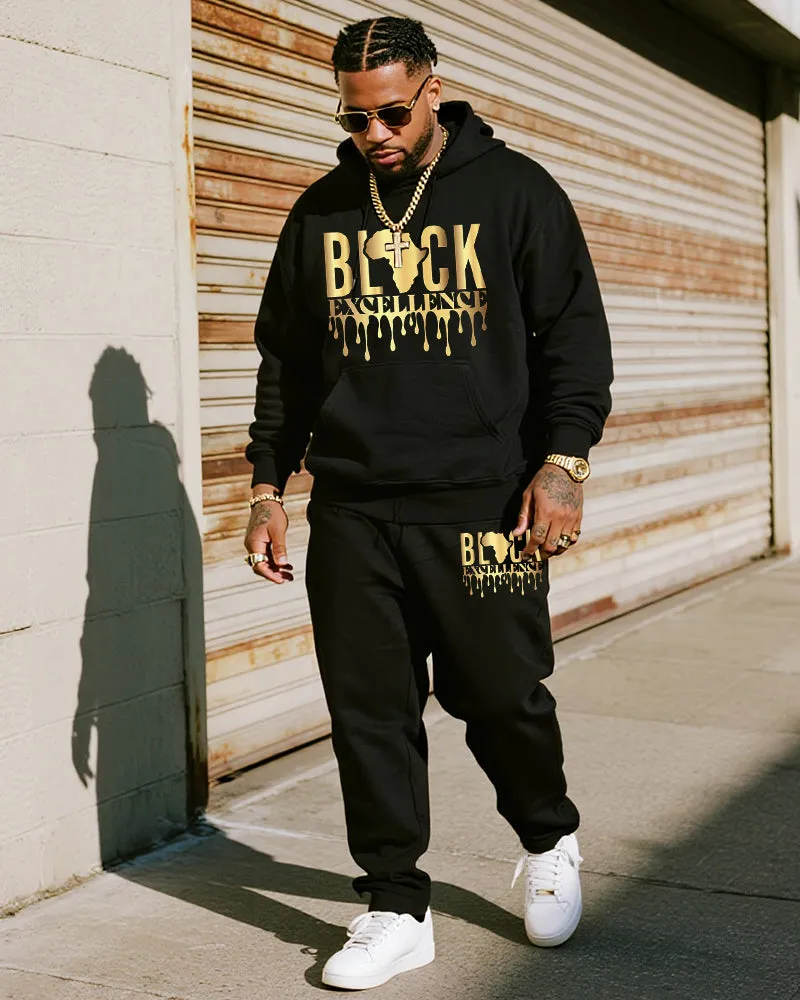 Big & Tall Men's Juneteenth Black History Month Printed Hoodie Suit sold by Biggmans