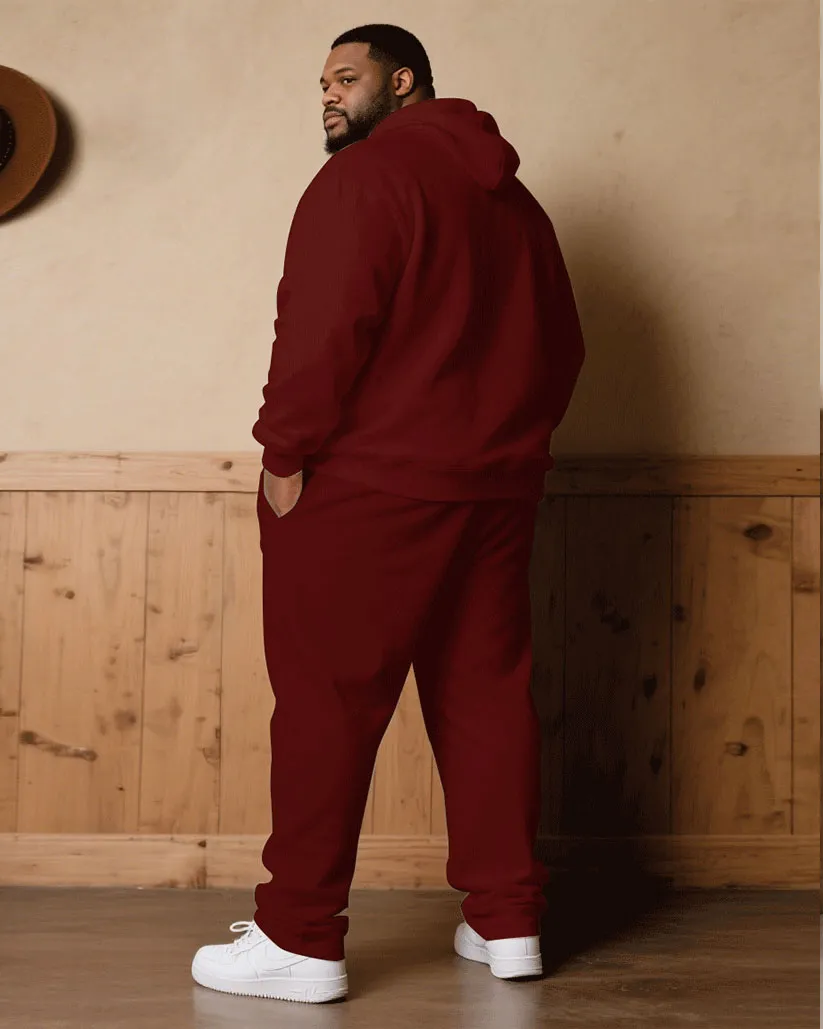 Big & Tall Men Fall/Winter Joker Casual Red & Black & White Color Matching Chest Polo Small Label Printed Hoodie Suit sold by Biggmans product image thumbnail 4