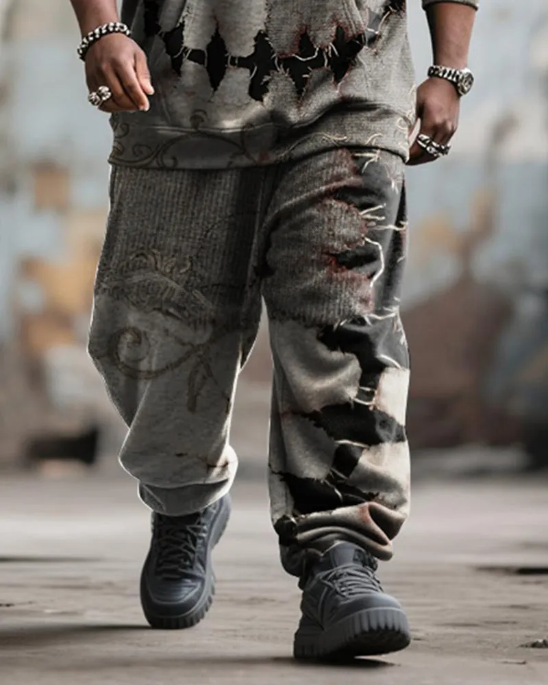 Big & Tall Men's Halloween Skull Face Contrast Stitch Print Hoodie Suit sold by Biggmans product image thumbnail 3