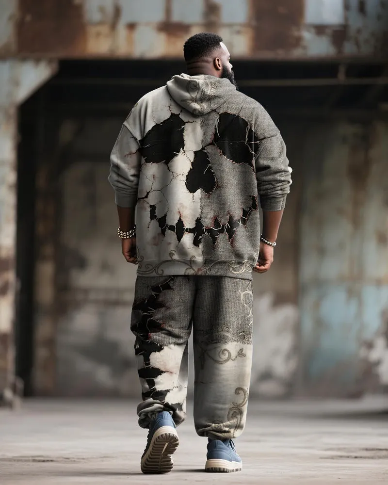Big & Tall Men's Halloween Skull Face Contrast Stitch Print Hoodie Suit sold by Biggmans product image thumbnail 4