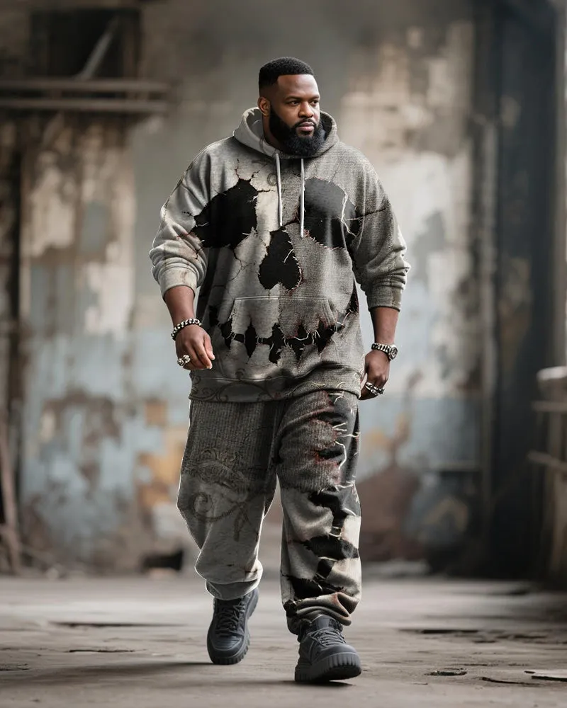 Big & Tall Men's Halloween Skull Face Contrast Stitch Print Hoodie Suit sold by Biggmans