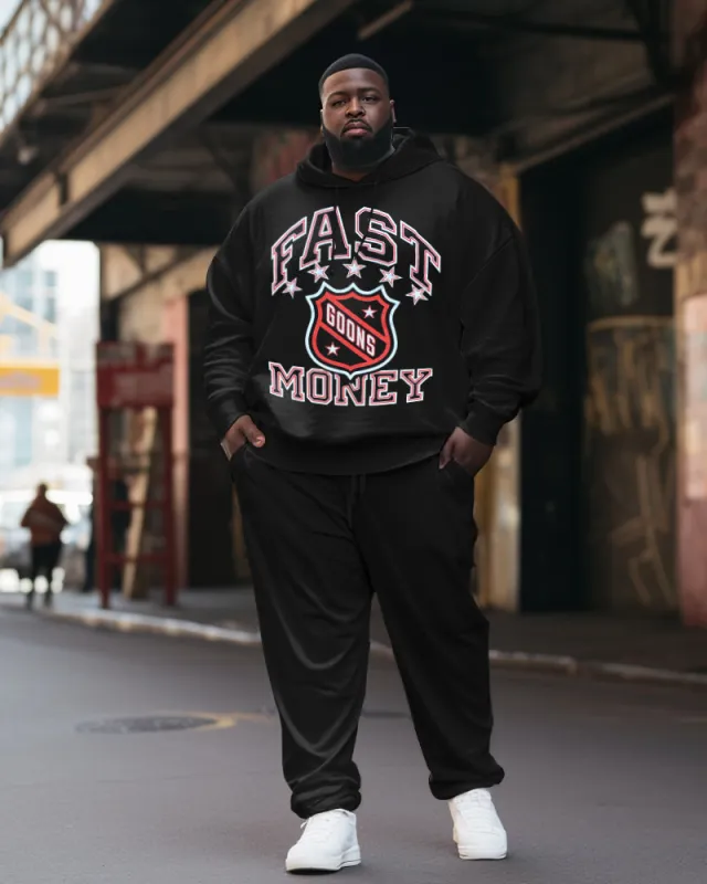 Men's Plus Size Casual Hip Hop Fast Money Hoodie Set sold by Biggmans